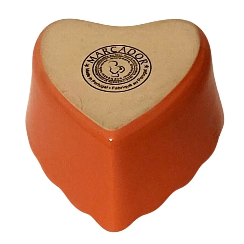 Coral Pink Ceramic Heart Ramekin MARCADOR Portugal 4.5x4x2